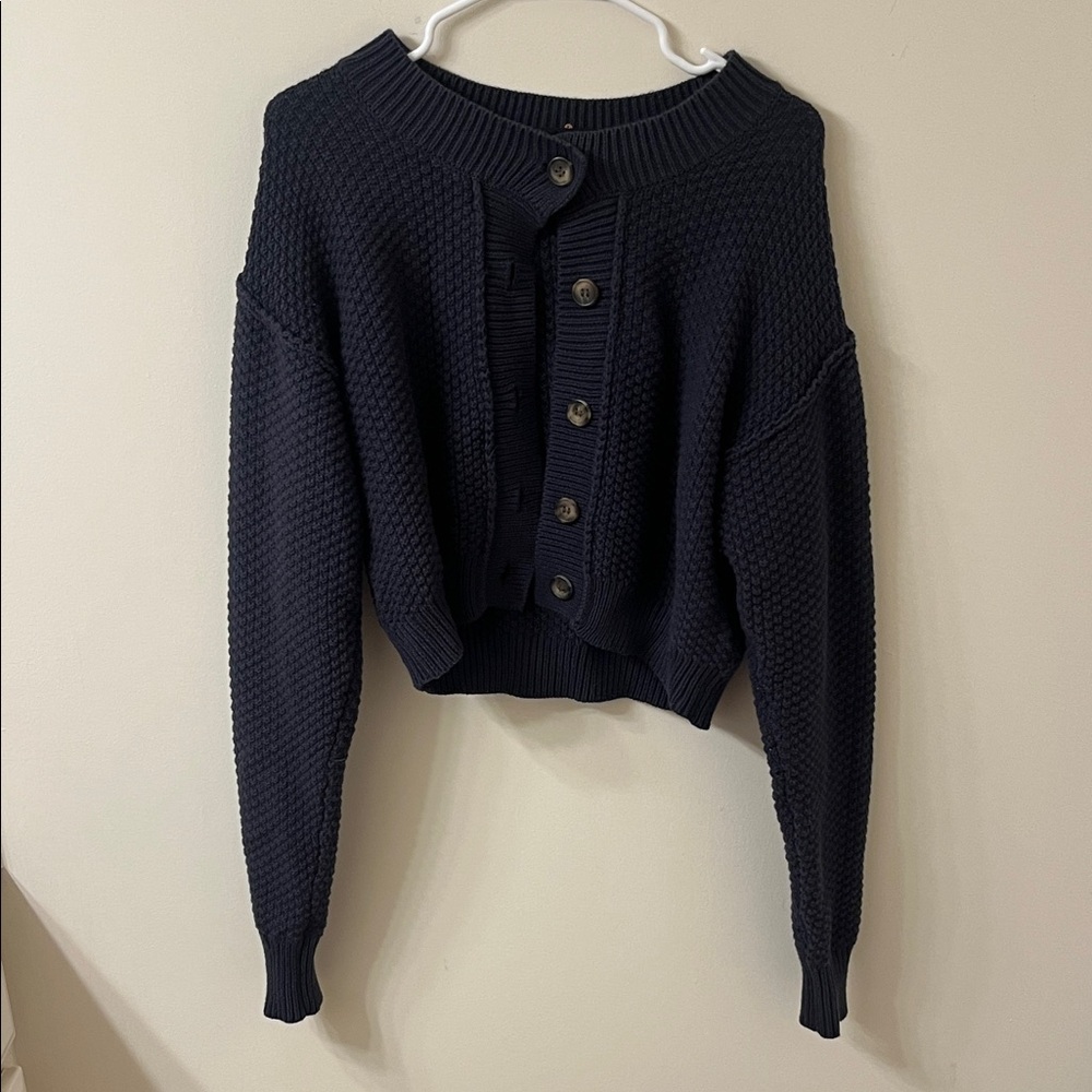 Free People Black Textured Cardigan